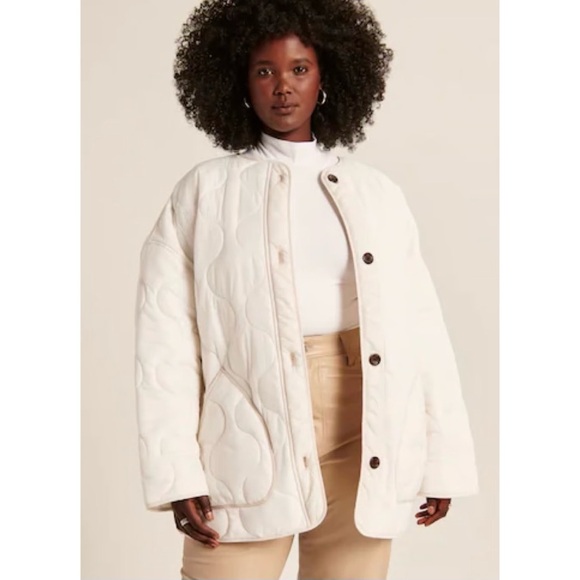 Abercrombie Quilted Cream Liner Jacket Fall - Picture 2 of 6
